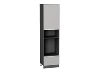 Кухонный  Шкаф пенал с 1-ой дверцей и ящиком под технику Фьюжн Graphite, Silky Light Grey, 2340, каркас ЛДСП  Graphite, фасад МДФ  Silky Light Grey,  2336*600*576 sppr5VVTtoAR66715