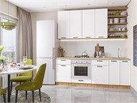 Кухонный гарнитур модульный Фрейм-02, каркас ЛДСП  Дуб Вотан, фасад МДФ  White Silk,  2340*2200*600 sppr5VVTtoAR67040