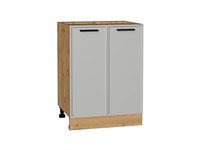 Кухонный  Шкаф нижний с 2-мя дверцами Фрейм Дуб Вотан, Grey Silk, 600, каркас ЛДСП  Дуб Вотан, фасад МДФ  Grey Silk,  816*600*484 sppr5VVTtoAR69147