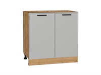 Кухонный  Шкаф нижний с 2-мя дверцами Фрейм Дуб Вотан, Grey Silk, 800, каркас ЛДСП  Дуб Вотан, фасад МДФ  Grey Silk,  816*800*484 sppr5VVTtoAR69148
