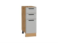 Кухонный  Шкаф нижний с 3-мя ящиками Фрейм Дуб Вотан, Grey Silk, 300, каркас ЛДСП  Дуб Вотан, фасад МДФ  Grey Silk,  816*300*484 sppr5VVTtoAR69162
