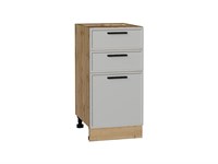 Кухонный  Шкаф нижний с 3-мя ящиками Фрейм Дуб Вотан, Grey Silk, 400, каркас ЛДСП  Дуб Вотан, фасад МДФ  Grey Silk,  816*400*484 sppr5VVTtoAR69163