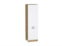 Кухонный  Шкаф пенал с 2-мя дверцами Фрейм Дуб Вотан, White Silk, 2140, 600, каркас ЛДСП  Дуб Вотан, фасад МДФ  White Silk,  2132*600*580 sppr5VVTtoAR67002