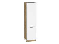 Кухонный  Шкаф пенал с 2-мя дверцами Фрейм Дуб Вотан, White Silk, 2340, 600, каркас ЛДСП  Дуб Вотан, фасад МДФ  White Silk,  2336*600*580 sppr5VVTtoAR67004