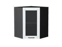 Кухонный  Шкаф верхний угловой остекленный Флэт Плюс Graphite, 720, каркас ЛДСП  Graphite, фасад ЛДСП/Стекло  White In 2S,  716*600*600 sppr5VVTtoAR56297