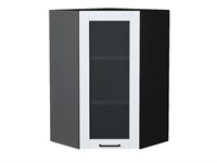 Кухонный  Шкаф верхний угловой остекленный Флэт Плюс Graphite, 920, каркас ЛДСП  Graphite, фасад ЛДСП/Стекло  White In 2S,  920*600*600 sppr5VVTtoAR56298