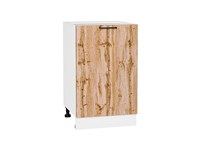 Кухонный  Шкаф нижний с 1-ой дверцей Флэт Белый, Wotan Oak 2S, 500, каркас ЛДСП  Белый, фасад ЛДСП  Wotan Oak 2S,  816*500*478 sppr5VVTtoAR52695