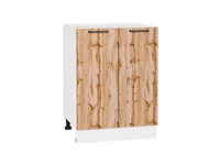 Кухонный  Шкаф нижний с 2-мя дверцами Флэт Белый, Wotan Oak 2S, 600, каркас ЛДСП  Белый, фасад ЛДСП  Wotan Oak 2S,  816*600*478 sppr5VVTtoAR52720