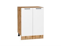 Кухонный  Шкаф нижний с 2-мя дверцами Флэт Дуб Вотан, White In 2S, 600, каркас ЛДСП  Дуб Вотан, фасад ЛДСП  White In 2S,  816*600*478 sppr5VVTtoAR62564