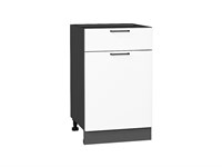 Кухонный  Шкаф нижний с 1-ой дверцей и ящиком Флэт Graphite, White In 2S, 500, каркас ЛДСП  Graphite, фасад ЛДСП  White In 2S,  816*500*478 sppr5VVTtoAR55687