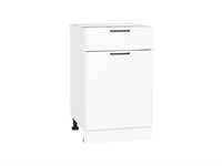 Кухонный  Шкаф нижний с 1-ой дверцей и ящиком Флэт Белый, White In 2S, 500, каркас ЛДСП  Белый, фасад ЛДСП  White In 2S,  816*500*478 sppr5VVTtoAR55684