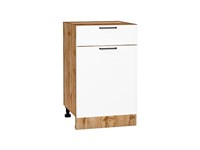 Кухонный  Шкаф нижний с 1-ой дверцей и ящиком Флэт Дуб Вотан, White In 2S, 500, каркас ЛДСП  Дуб Вотан, фасад ЛДСП  White In 2S,  816*500*478 sppr5VVTtoAR62520