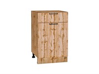 Кухонный  Шкаф нижний с 1-ой дверцей и ящиком Флэт Дуб Вотан, Wotan Oak 2S, 500, каркас ЛДСП  Дуб Вотан, фасад ЛДСП  Wotan Oak 2S,  816*500*478 sppr5VVTtoAR62526