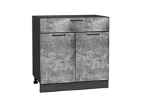 Кухонный  Шкаф нижний с 2-мя дверцами и ящиком Флэт Graphite, Temple Stone 2S, 800, каркас ЛДСП  Graphite, фасад ЛДСП  Temple Stone 2S,  816*800*478 sppr5VVTtoAR56596