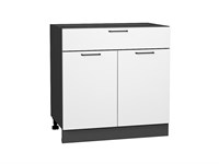 Кухонный  Шкаф нижний с 2-мя дверцами и ящиком Флэт Graphite, White In 2S, 800, каркас ЛДСП  Graphite, фасад ЛДСП  White In 2S,  816*800*478 sppr5VVTtoAR56591