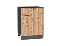 Кухонный  Шкаф нижний с 2-мя дверцами и ящиком Флэт Graphite, Wotan Oak 2S, 600, каркас ЛДСП  Graphite, фасад ЛДСП  Wotan Oak 2S,  816*600*478 sppr5VVTtoAR52717