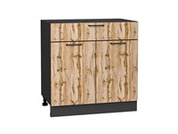 Кухонный  Шкаф нижний с 2-мя дверцами и ящиком Флэт Graphite, Wotan Oak 2S, 800, каркас ЛДСП  Graphite, фасад ЛДСП  Wotan Oak 2S,  816*800*478 sppr5VVTtoAR56594