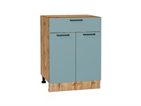 Кухонный  Шкаф нижний с 2-мя дверцами и ящиком Флэт Дуб Вотан, Grey-green In 2S, 600, каркас ЛДСП  Дуб Вотан, фасад ЛДСП  Grey-green In 2S,  816*600*478 sppr5VVTtoAR62558
