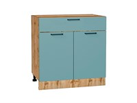 Кухонный  Шкаф нижний с 2-мя дверцами и ящиком Флэт Дуб Вотан, Grey-green In 2S, 800, каркас ЛДСП  Дуб Вотан, фасад ЛДСП  Grey-green In 2S,  816*800*478 sppr5VVTtoAR62559