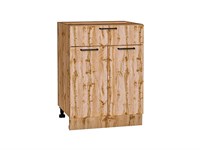 Кухонный  Шкаф нижний с 2-мя дверцами и ящиком Флэт Дуб Вотан, Wotan Oak 2S, 600, каркас ЛДСП  Дуб Вотан, фасад ЛДСП  Wotan Oak 2S,  816*600*478 sppr5VVTtoAR62560