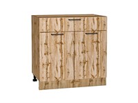 Кухонный  Шкаф нижний с 2-мя дверцами и ящиком Флэт Дуб Вотан, Wotan Oak 2S, 800, каркас ЛДСП  Дуб Вотан, фасад ЛДСП  Wotan Oak 2S,  816*800*478 sppr5VVTtoAR62561