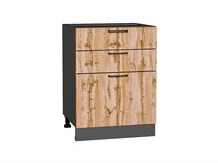Кухонный  Шкаф нижний с 3-мя ящиками Флэт Graphite, Wotan Oak 2S, 600, каркас ЛДСП  Graphite, фасад ЛДСП  Wotan Oak 2S,  816*600*478 sppr5VVTtoAR52736