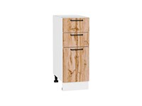 Кухонный  Шкаф нижний с 3-мя ящиками Флэт Белый, Wotan Oak 2S, 300, каркас ЛДСП  Белый, фасад ЛДСП  Wotan Oak 2S,  816*300*478 sppr5VVTtoAR52728