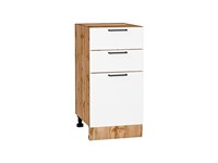 Кухонный  Шкаф нижний с 3-мя ящиками Флэт Дуб Вотан, White In 2S, 400, каркас ЛДСП  Дуб Вотан, фасад ЛДСП  White In 2S,  816*400*478 sppr5VVTtoAR62579