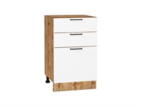 Кухонный  Шкаф нижний с 3-мя ящиками Флэт Дуб Вотан, White In 2S, 500, каркас ЛДСП  Дуб Вотан, фасад ЛДСП  White In 2S,  816*500*478 sppr5VVTtoAR62580