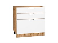 Кухонный  Шкаф нижний с 3-мя ящиками Флэт Дуб Вотан, White In 2S, 800, каркас ЛДСП  Дуб Вотан, фасад ЛДСП  White In 2S,  816*800*478 sppr5VVTtoAR62582