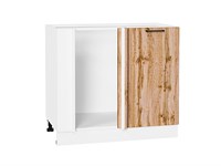 Кухонный  Шкаф нижний угловой Флэт Белый, Wotan Oak 2S, каркас ЛДСП  Белый, фасад ЛДСП  Wotan Oak 2S,  816*890*478 sppr5VVTtoAR52752