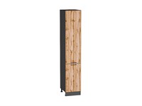 Кухонный  Шкаф пенал с 2-мя дверцами Флэт Graphite, Wotan Oak 2S, 2140, 400, каркас ЛДСП  Graphite, фасад ЛДСП  Wotan Oak 2S,  2132*400*574 sppr5VVTtoAR52776