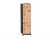 Кухонный  Шкаф пенал с 2-мя дверцами Флэт Graphite, Wotan Oak 2S, 2140, 600, каркас ЛДСП  Graphite, фасад ЛДСП  Wotan Oak 2S,  2132*600*574 sppr5VVTtoAR52777