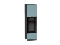Кухонный  Шкаф пенал с 1-ой дверцей и ящиком под технику Флэт Graphite, Grey-green In 2S, 2140, каркас ЛДСП  Graphite, фасад ЛДСП  Grey-green In 2S,  2132*600*574 sppr5VVTtoAR56974