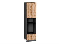 Кухонный  Шкаф пенал с 1-ой дверцей и ящиком под технику Флэт Graphite, Wotan Oak 2S, 2340, каркас ЛДСП  Graphite, фасад ЛДСП  Wotan Oak 2S,  2336*600*574 sppr5VVTtoAR52759