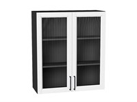 Кухонный  Шкаф верхний с 2-мя остекленными дверцами Сканди Graphite, White Silkwood, 920, 800, каркас ЛДСП  Graphite, фасад МДФ/Стекло  White Silkwood,  920*800*320 sppr5VVTtoAR70227