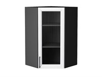 Кухонный  Шкаф верхний угловой остекленный Сканди Graphite, White Silkwood, 920, каркас ЛДСП  Graphite, фасад МДФ/Стекло  White Silkwood,  920*600*600 sppr5VVTtoAR70251
