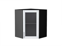 Кухонный  Шкаф верхний угловой остекленный Сканди Graphite, White Softwood, 720, каркас ЛДСП  Graphite, фасад МДФ/Стекло  White Softwood,  716*600*600 sppr5VVTtoAR56231