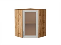 Кухонный  Шкаф верхний угловой остекленный Сканди Дуб Вотан, Cappuccino Softwood, 720, каркас ЛДСП  Дуб Вотан, фасад МДФ/Стекло  Cappuccino Softwood,  716*600*600 sppr5VVTtoAR62968