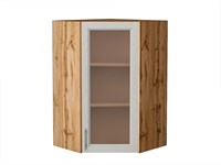 Кухонный  Шкаф верхний угловой остекленный Сканди Дуб Вотан, Cappuccino Softwood, 920, каркас ЛДСП  Дуб Вотан, фасад МДФ/Стекло  Cappuccino Softwood,  920*600*600 sppr5VVTtoAR62969