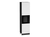 Кухонный  Шкаф пенал с 2-мя дверцами под технику Сканди Graphite, White Softwood, 2340, каркас ЛДСП  Graphite, фасад МДФ  White Softwood,  2336*600*576 sppr5VVTtoAR56285