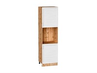 Кухонный  Шкаф пенал с 2-мя дверцами под технику Сканди Дуб Вотан, White Softwood, 2140, каркас ЛДСП  Дуб Вотан, фасад МДФ  White Softwood,  2132*600*576 sppr5VVTtoAR66145