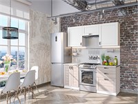 Кухонный гарнитур модульный Лофт-05, каркас ЛДСП  Белый, фасад МДФ  Super White/Cappuccino Veralinga,  2140*1800*600 sppr5VVTtoAR60733