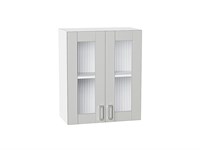 Кухонный  Шкаф верхний с 2-мя остекленными дверцами Лофт Белый, Grey Silk, 720, 600, каркас ЛДСП  Белый, фасад МДФ/Стекло  Grey Silk,  716*600*320 sppr5VVTtoAR69638