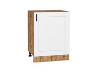 Кухонный  Шкаф нижний с 1-ой дверцей Лофт Дуб Вотан, Super White, 600, каркас ЛДСП  Дуб Вотан, фасад МДФ  Super White,  816*600*480 sppr5VVTtoAR63357