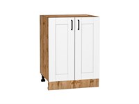 Кухонный  Шкаф нижний с 2-мя дверцами Лофт Дуб Вотан, Super White, 600, каркас ЛДСП  Дуб Вотан, фасад МДФ  Super White,  816*600*480 sppr5VVTtoAR63376