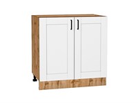 Кухонный  Шкаф нижний с 2-мя дверцами Лофт Дуб Вотан, Super White, 800, каркас ЛДСП  Дуб Вотан, фасад МДФ  Super White,  816*800*480 sppr5VVTtoAR63377