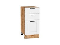 Кухонный  Шкаф нижний с 3-мя ящиками Лофт Дуб Вотан, Super White, 400, каркас ЛДСП  Дуб Вотан, фасад МДФ  Super White,  816*400*480 sppr5VVTtoAR63390