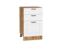Кухонный  Шкаф нижний с 3-мя ящиками Лофт Дуб Вотан, Super White, 500, каркас ЛДСП  Дуб Вотан, фасад МДФ  Super White,  816*500*480 sppr5VVTtoAR63391