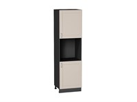 Кухонный  Шкаф пенал с 2-мя дверцами под технику Лофт Graphite, Cream Silk, 2140, каркас ЛДСП  Graphite, фасад МДФ  Cream Silk,  2132*600*576 sppr5VVTtoAR71627